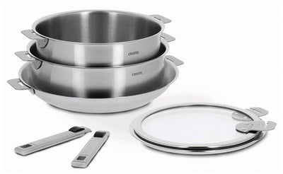 Cristel Strate L Brushed Stainless 7-Piece Cookware Set, Removable Handles - Kitchen Universe