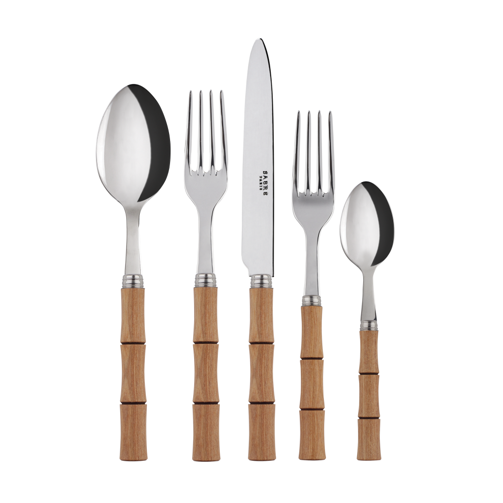 Sabre Bamboo Light Press Wood 5-Piece Flatware Set - Kitchen Universe