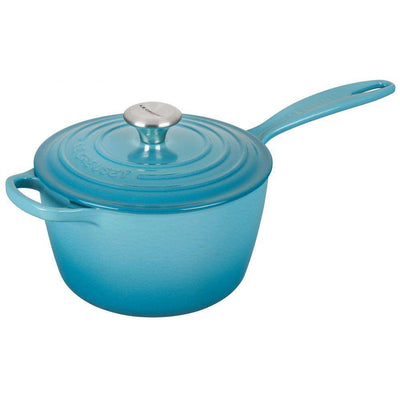 Le Creuset Signature Enameled Cast Iron Sauce Pan with Lid, 2.25-Quart, Caribbean - Kitchen Universe