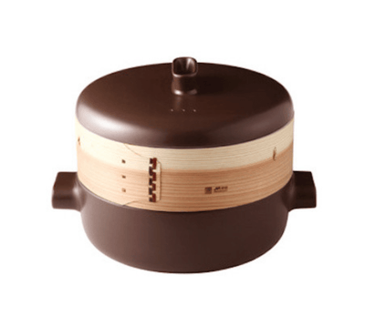 JIA Steamer Set With Ceramic Steamer Pot, Lid And Cedar Wood Basket - Kitchen Universe