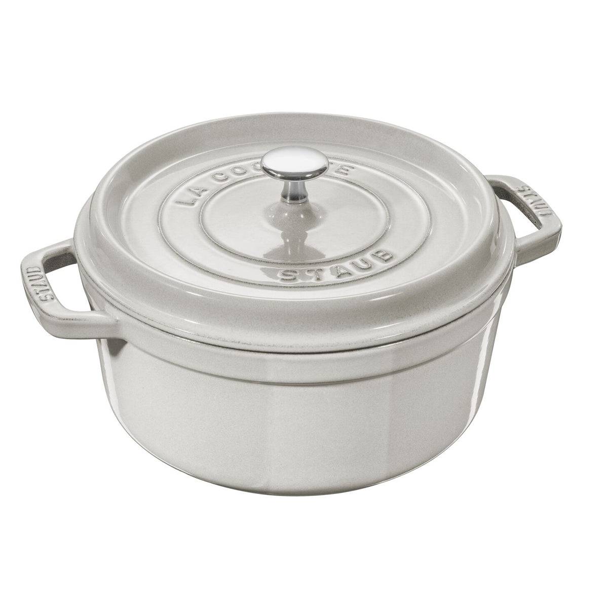 Staub Cast Iron Round Cocotte Oven, 7-Quart, White Truffle - Kitchen Universe