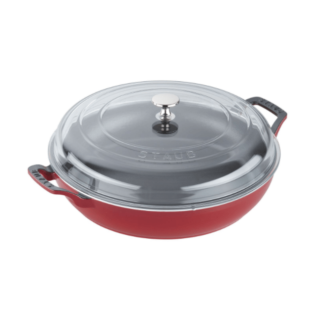 Staub Cast Iron Braiser with Glass Lid, 3.5-qt., Cherry - Kitchen Universe