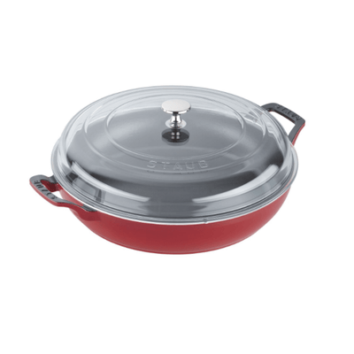 Staub Cast Iron Braiser with Glass Lid, 3.5-qt., Cherry - Kitchen Universe