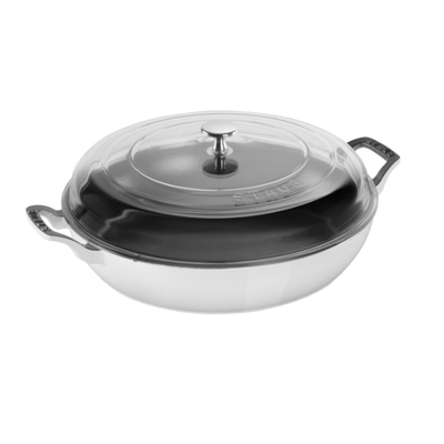 Staub Cast Iron Braiser with Glass Lid 3.5 Qt, White - Kitchen Universe