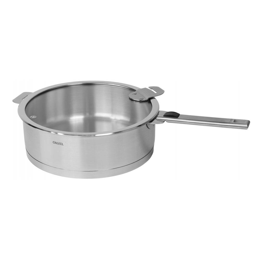Cristel Strate L Brushed Stainless Saute Pan with Lid - Kitchen Universe