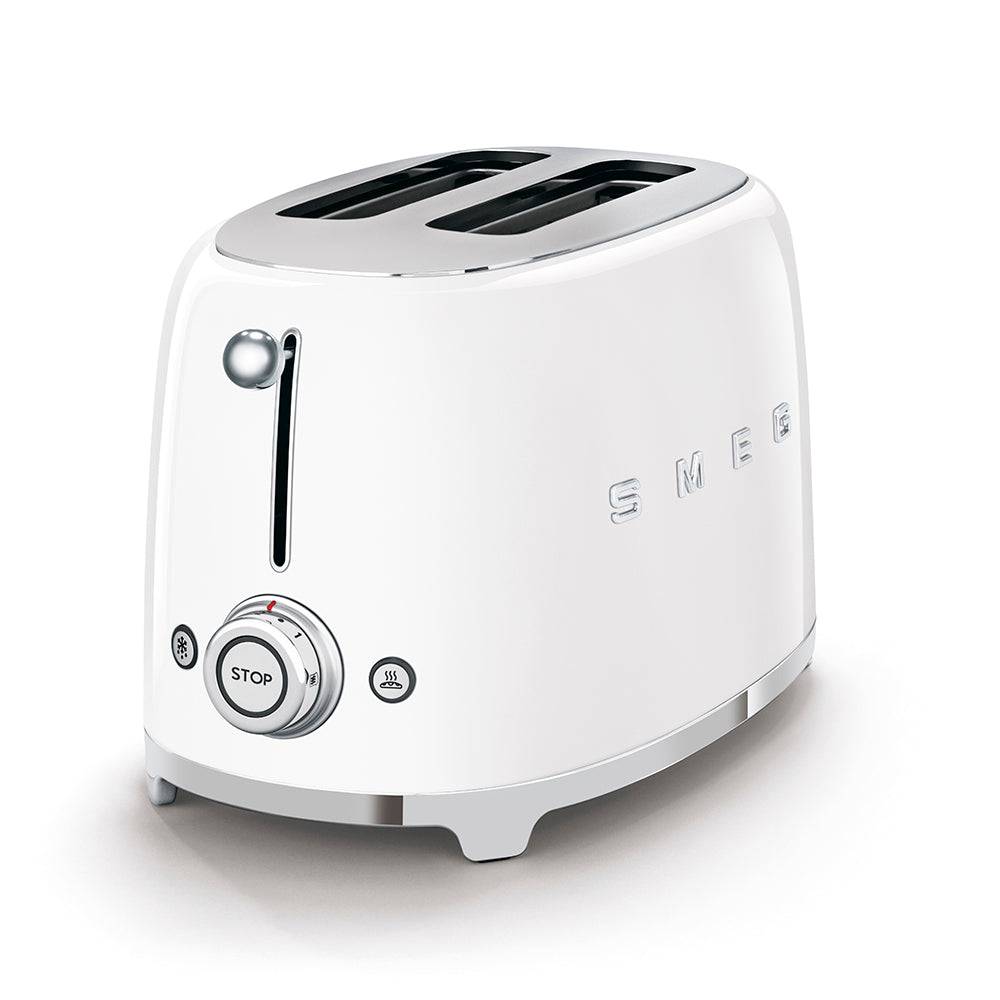 Smeg 50's Retro Style Aesthetic 2-Slice Toaster, White - Kitchen Universe