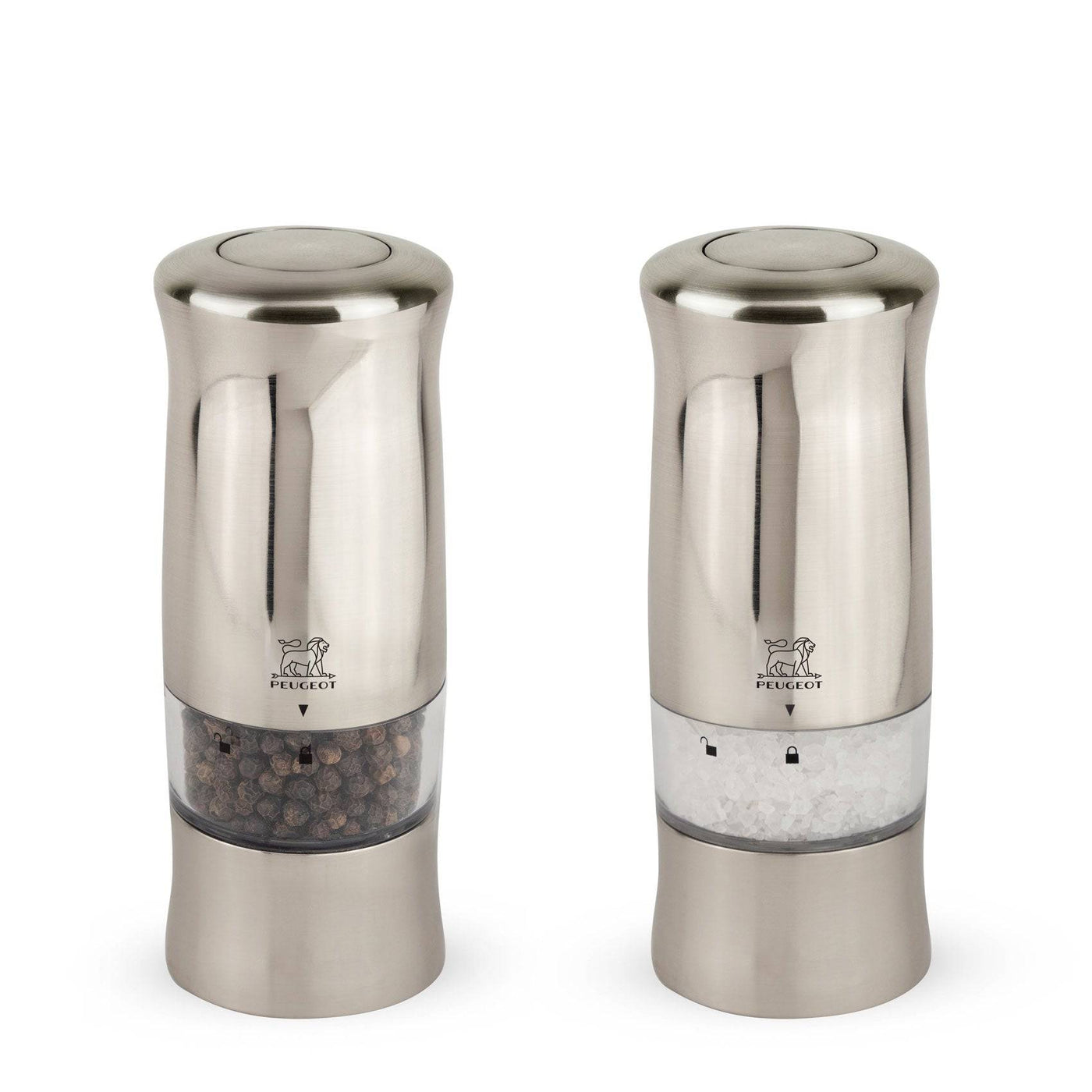 Peugeot Zeli Electric Stainless Pepper & Salt Mill Set - Kitchen Universe