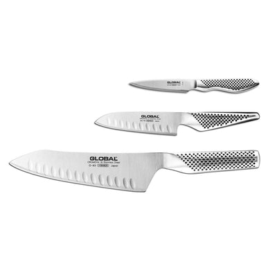Global Classic Stainless Steel 3-Piece Knife Set - Kitchen Universe