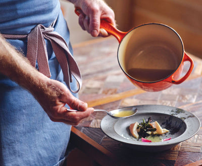 Le Creuset Signature Enameled Cast Iron Sauce Pan with Lid, 1.75 qt, Flame - Kitchen Universe