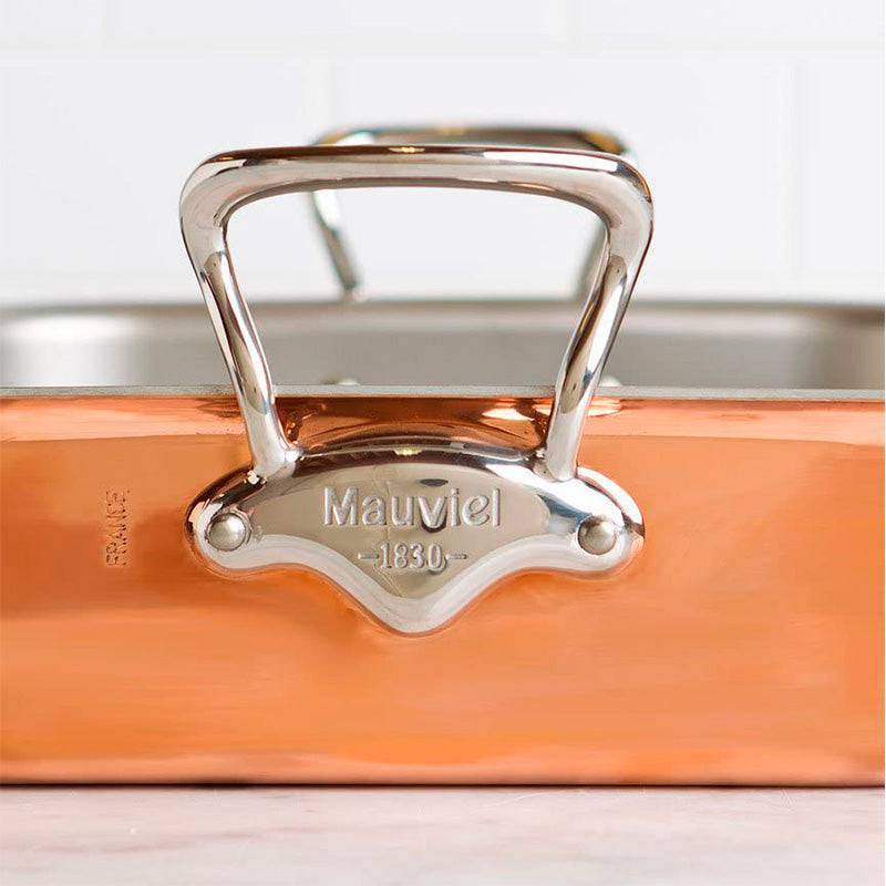 Mauviel M'heritage M150S Copper Rectangular Roasting Pan with Stainless Steel Handles, 15.7 x 12-in - Kitchen Universe
