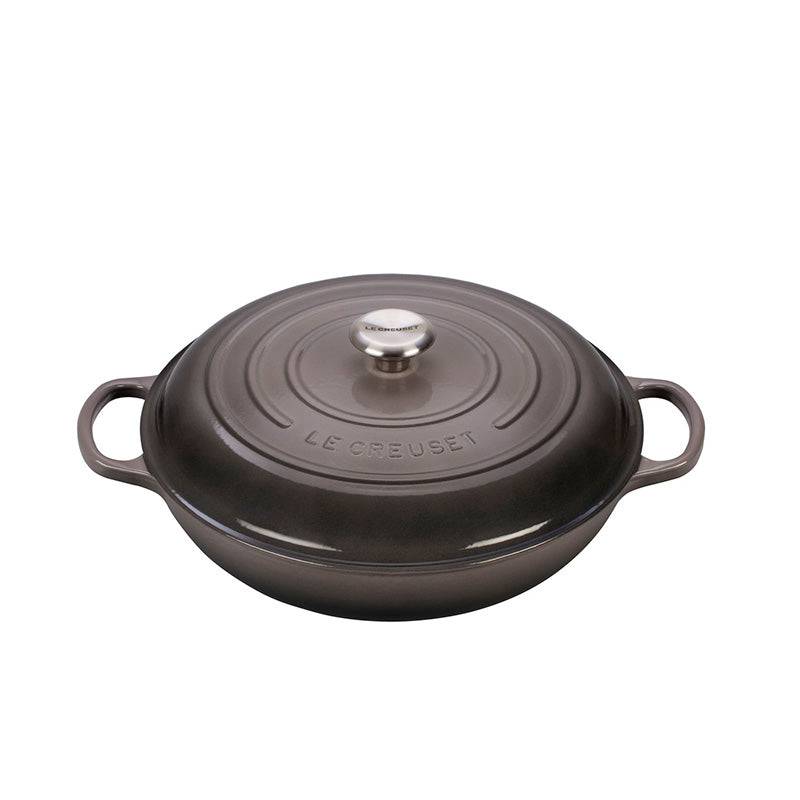 Le Creuset Signature Enameled Cast Iron Round Braiser, 5 qt, Oyster - Kitchen Universe