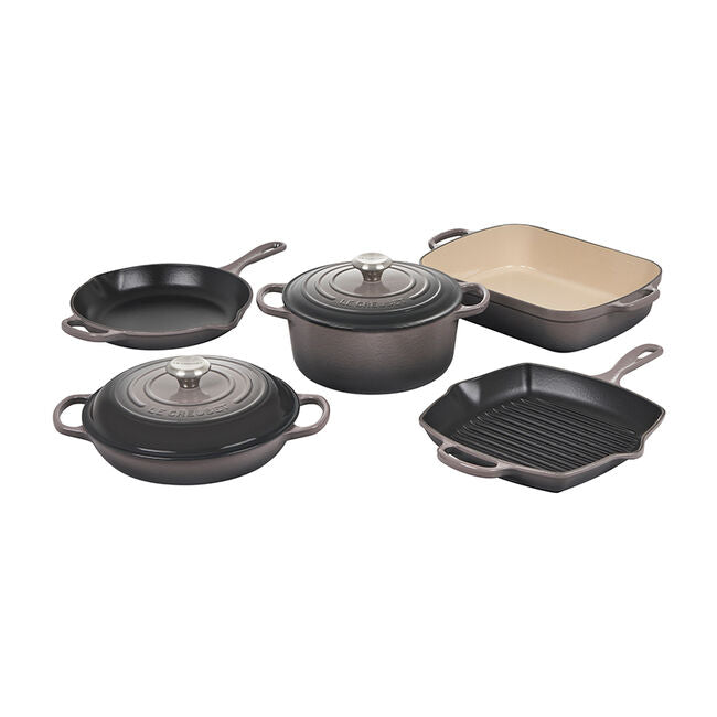 Le Creuset Signature Enameled Cast Iron 7-Piece Cookware Set, Oyster - Kitchen Universe