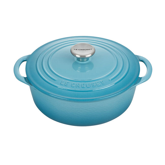 Le Creuset Enameled Cast Iron Shallow Round Dutch Oven, 2.75-Quart, Caribbean - Kitchen Universe