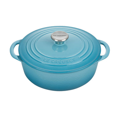 Le Creuset Enameled Cast Iron Shallow Round Dutch Oven, 2.75-Quart, Caribbean - Kitchen Universe