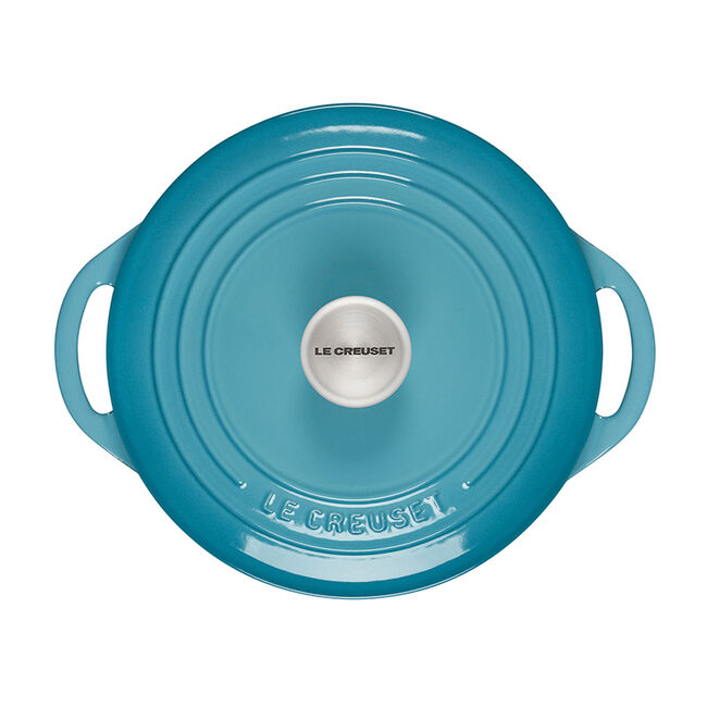 Le Creuset Enameled Cast Iron Shallow Round Dutch Oven, 2.75-Quart, Caribbean - Kitchen Universe