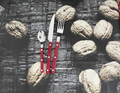 Sabre Bistrot 5-Piece Flatware Set, Burgundy - Kitchen Universe