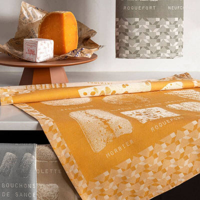 Le Jacquard Francais Fromages Tea Towel, 24 x 31-in, Orange - Kitchen Universe