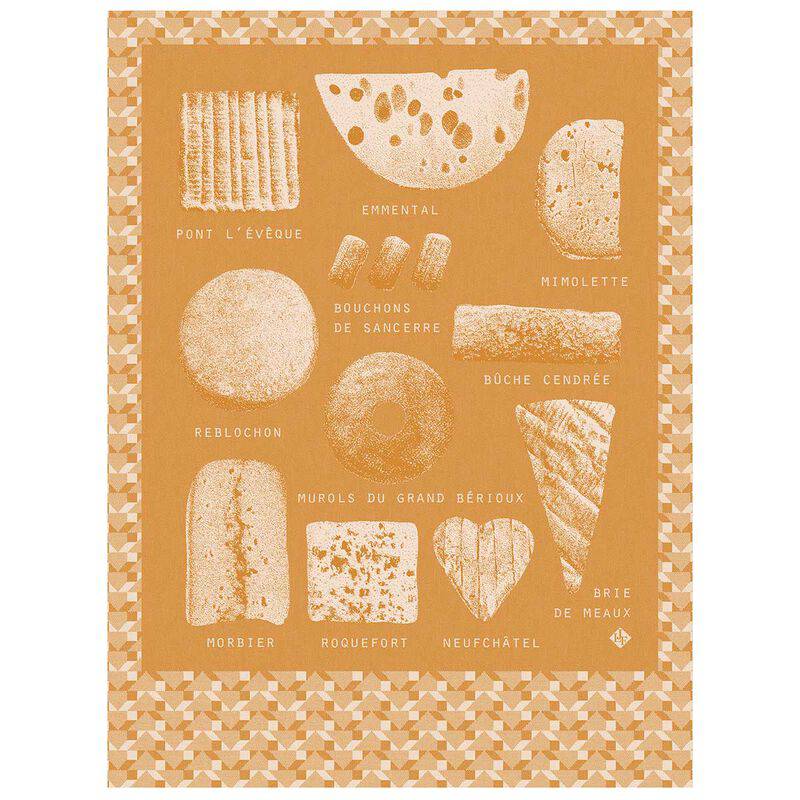 Le Jacquard Francais Fromages Tea Towel, 24 x 31-in, Orange - Kitchen Universe