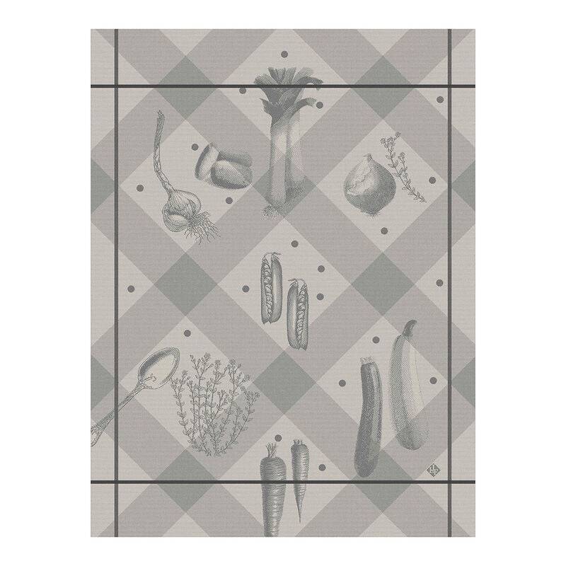 Le Jacquard Francais Légumes Au Jardin Tea Towel, 24 x 31-in, Grey - Kitchen Universe
