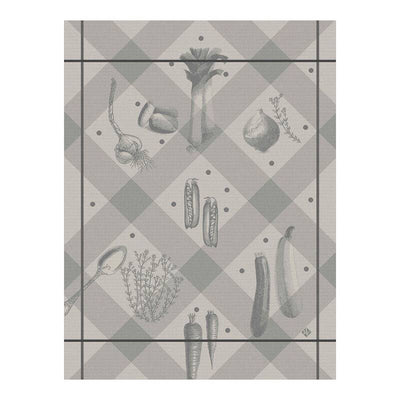 Le Jacquard Francais Légumes Au Jardin Tea Towel, 24 x 31-in, Grey - Kitchen Universe