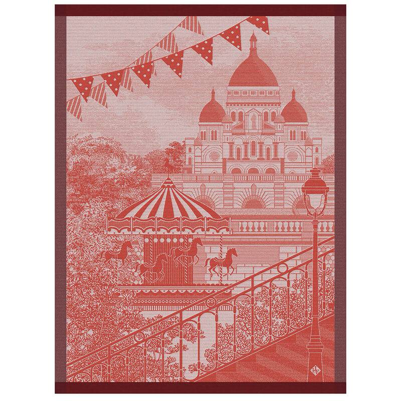 Le Jacquard Francais Promenade Parisienne Tea Towel, 24 x 31-in, Red - Kitchen Universe
