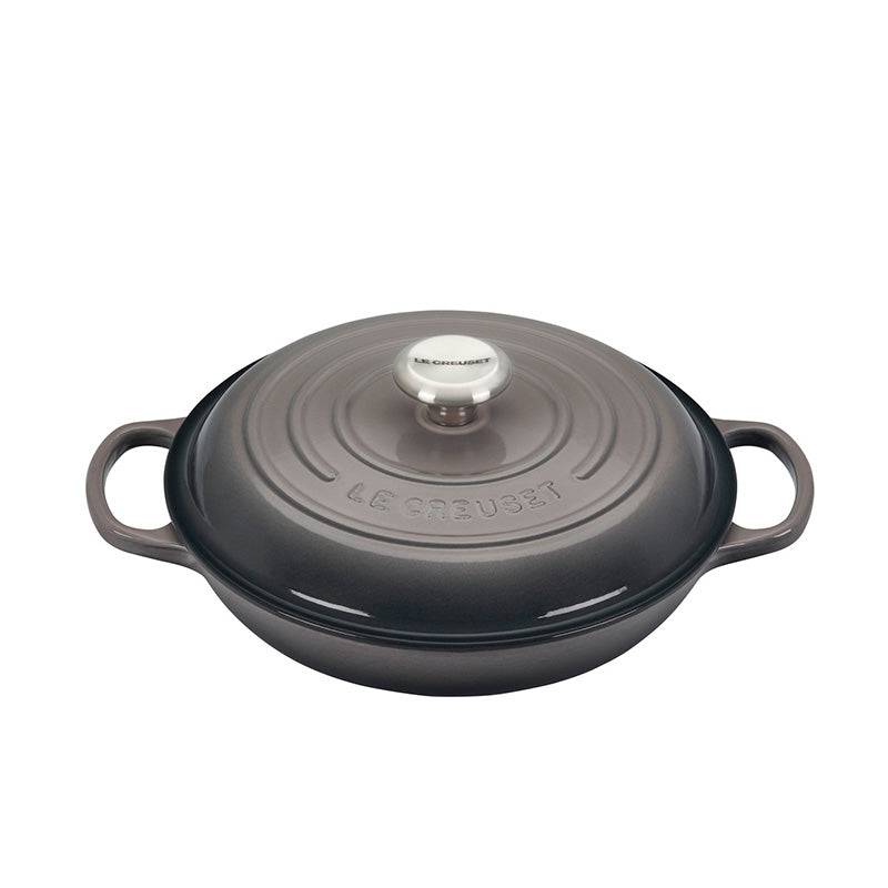 Le Creuset Signature Braiser with Stainless Steel Knob, 2.25 qt, Oyster - Kitchen Universe